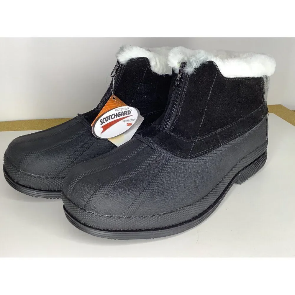 Propet Lumi Women's 11W Ankle zip  black/white Duck Snow Boots